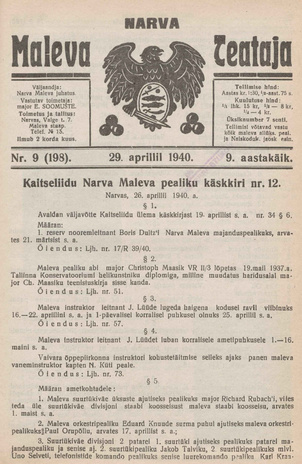 Narva Maleva Teataja ; 9 (198) 1940-04-29