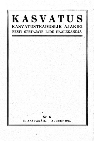 Kasvatus ; 6 1929-08