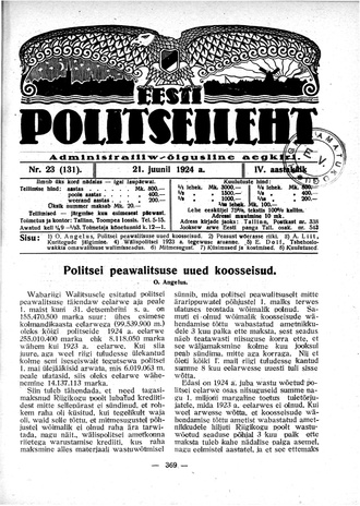 Eesti Politseileht ; 23 1924