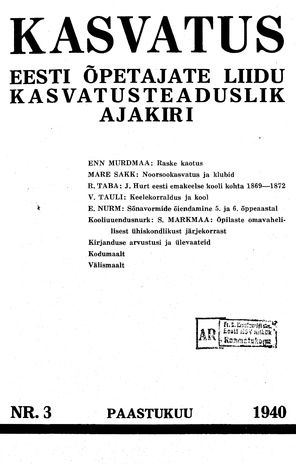 Kasvatus ; 3 1940-03