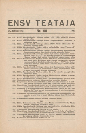 Eesti NSV Teataja ; 68 1940-12-24