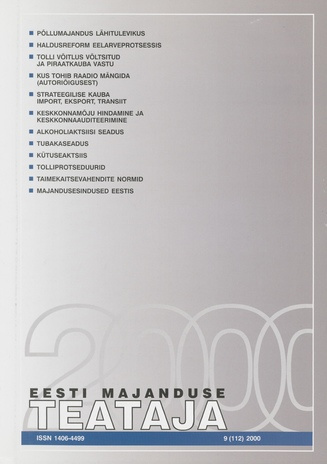 Eesti Majanduse Teataja : majandusajakiri aastast 1991 ; 9 (112) 2000