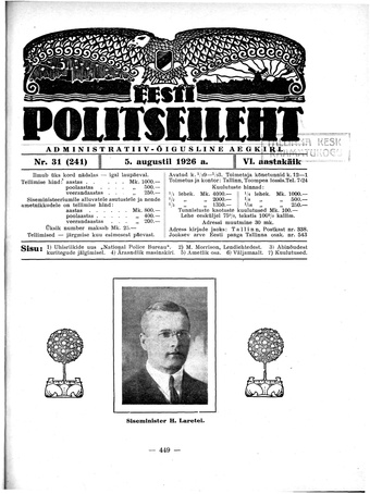 Eesti Politseileht ; 31 1926