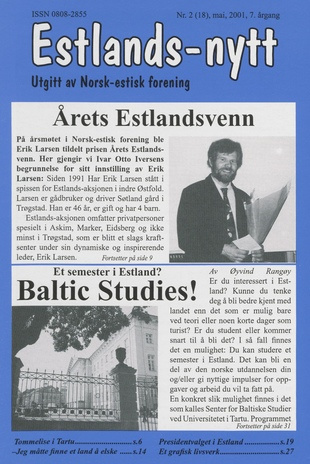 Estlands-nytt : allment tidsskrift for Estlands-interesserte ; 2 (18) 2001-05
