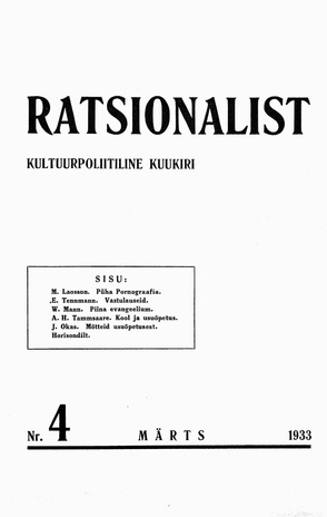 Ratsionalist : kultuurpoliitiline kuukiri ; 4 1933-03