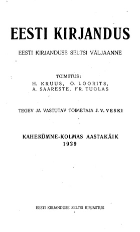 Eesti Kirjandus ; 11 1929