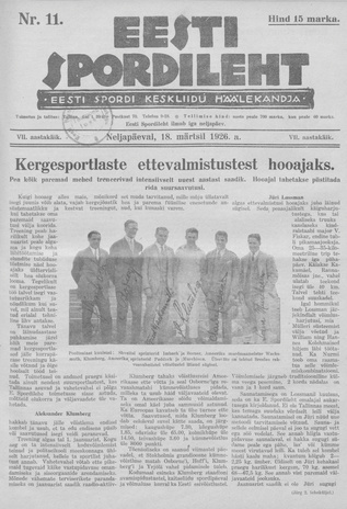 Eesti Spordileht ; 11 1926-03-18