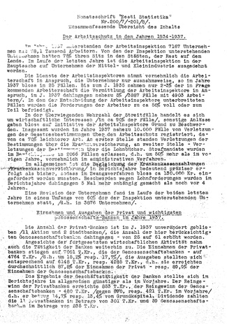 Monatschrift "Eesti Statistika" : Zusammenfassende Übersicht des Inhalts ; 1938-07/08