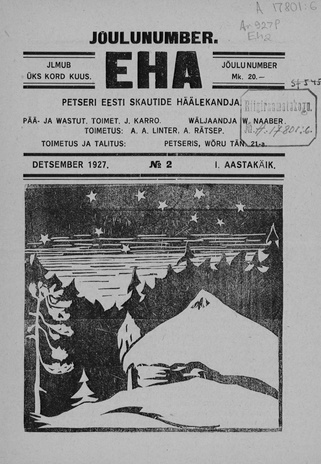 Eha : Petseri eesti skautide häälekandja ; 2 1927-12