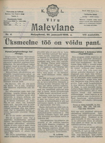 K. L. Viru Malevlane ; 4 1936-01-30