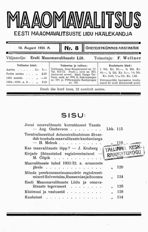 Maaomavalitsus ; 8 1933-08-18