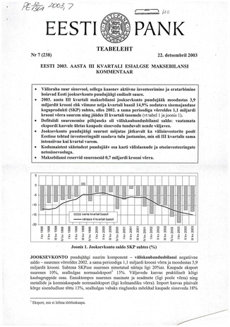 Eesti Pank : teabeleht ; 7 (238) 2003-12-22