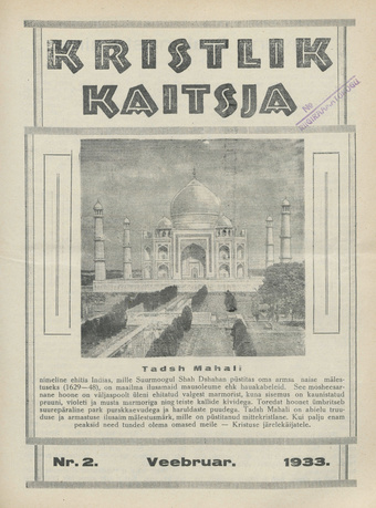 Kristlik Kaitsja : Eesti metodistide häälekandja ; 2 1933-02