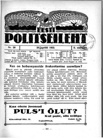Eesti Politseileht ; 20 1922