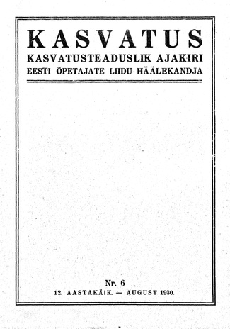 Kasvatus ; 6 1930-08