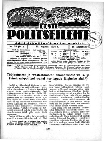 Eesti Politseileht ; 33 1924