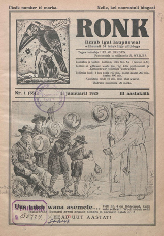 Ronk : perekonna ja noorsoo ajakiri ; 1 (68) 1925-01-03
