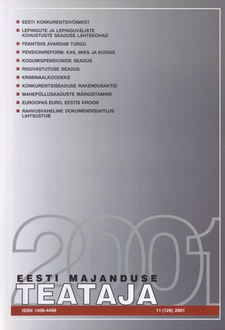 Eesti Majanduse Teataja : majandusajakiri aastast 1991 ; 11 (126) 2001