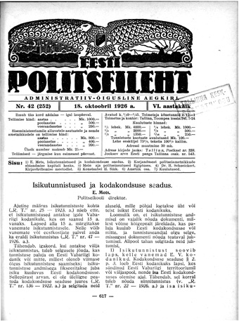 Eesti Politseileht ; 42 1926