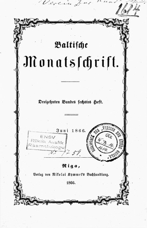 Baltische Monatsschrift ; 6 1866-06