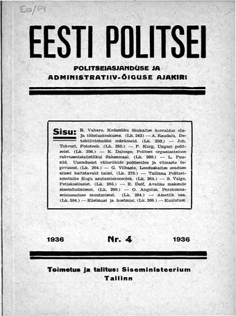 Eesti Politseileht ; 4 1936