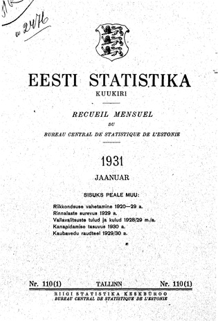 Eesti Statistika : kuukiri ; 110 (1) 1931-01
