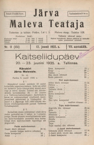 Järva Maleva Teataja ; 11 (151) 1935-06-12