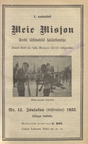 Meie Misjon : Eesti läkitustöö häälekandja ; 12 1932-12