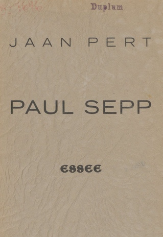 Paul Sepp : essee