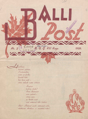 Balli - Post ; 2 1939