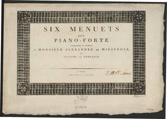 Six menuets : pour le piano-forte