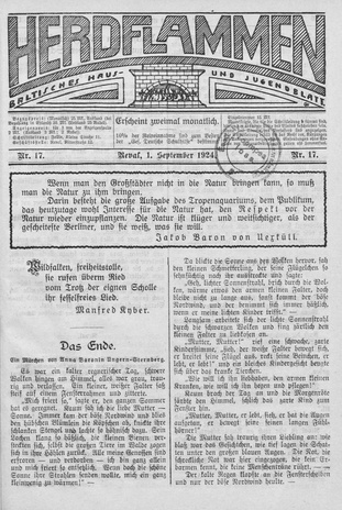 Herdflammen : Baltisches Haus- und Jugendblatt ; 17 1924-09-01