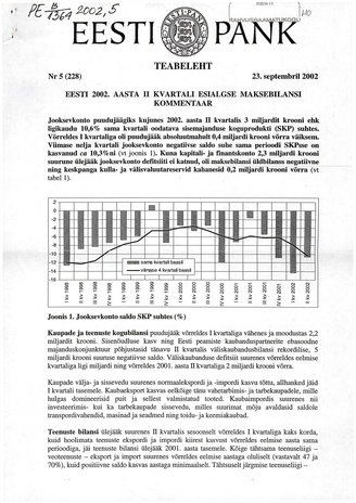 Eesti Pank : teabeleht ; 5 (228) 2002-09-23