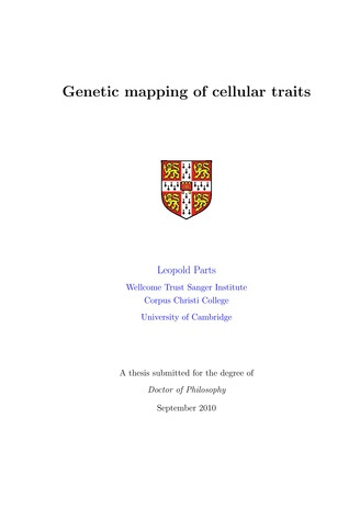 Genetic mapping of cellular traits : a thesis submitted for the degree of Doctor of Philosophy