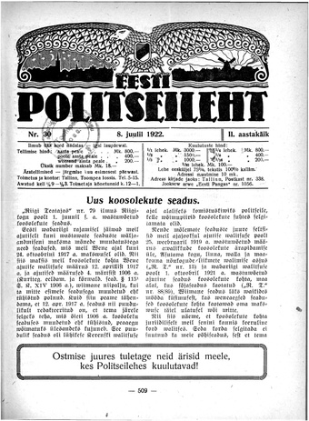Eesti Politseileht ; 30 1922