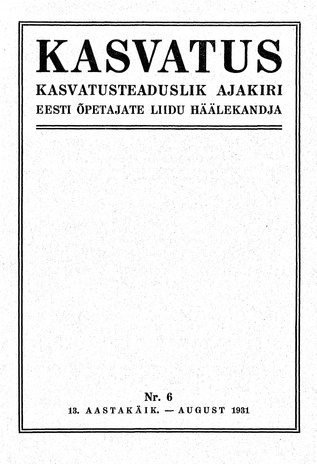 Kasvatus ; 6 1931-08