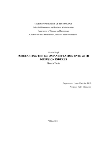 Forecasting the Estonian inflation rate with diffusion indexes : master’s thesis 