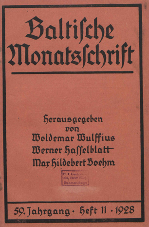 Baltische Monatsschrift ; 11 1928