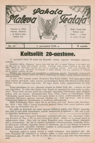Sakalamaa Maleva Teataja ; 15 1938-11-01