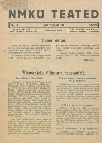 NMKÜ Teated ; 2 1933-10