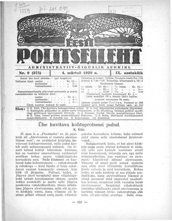 Eesti Politseileht ; 9 1929