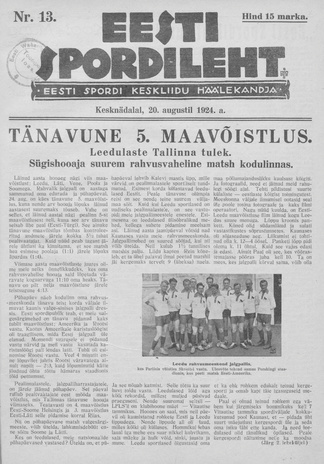 Eesti Spordileht ; 13 1924-08-20