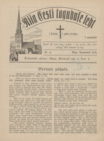 Riia Eesti koguduse leht ; 11 1914-11