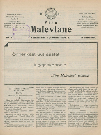 K. L. Viru Malevlane ; 3 1930-01-01