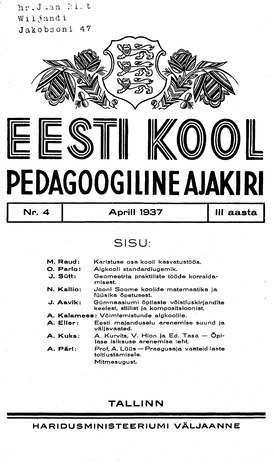 Eesti Kool ; 4 1937-04