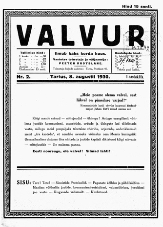 Valvur ; 2 1930-08-08