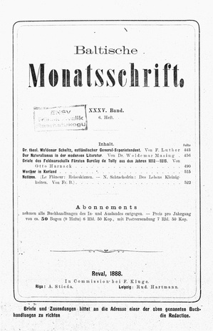 Baltische Monatsschrift ; 6 1888
