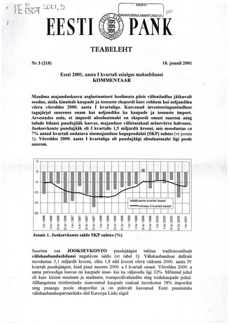 Eesti Pank : teabeleht ; 3 (218) 2001-06-18