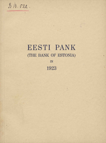 Eesti Pank (The Bank of Estonia) in 1923
