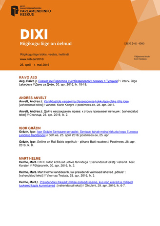 DIXI. Riigikogu liige on öelnud ; 25. aprill - 1. mai 2016